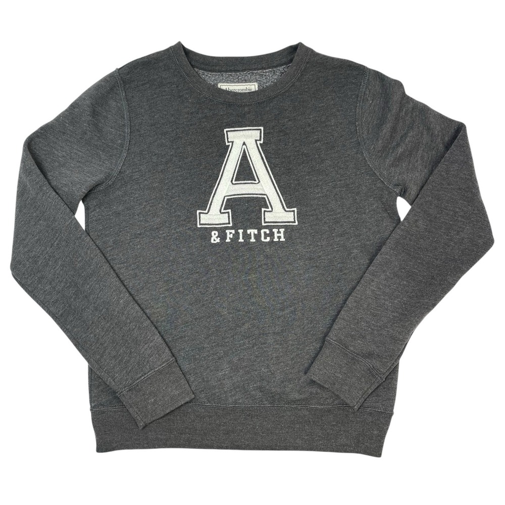 Abercrombie & Fitch Y2K Pullover Sweatshirt Embroidered Women's S Gray Cozy Soft